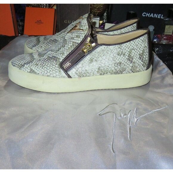 Giuseppe Zanotti Python Embossed Italian Leather Devon Skate Shoes Sneakers 39 - Picture 1 of 11
